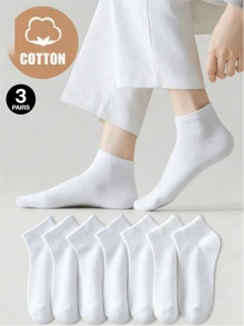 7 Pairs Women's And Men's Solid Color Spring/Autumn Simple Versatile Plus Size Fashion Ankle Socks 1/3/5/10/20pairs - Multicolor - View 6