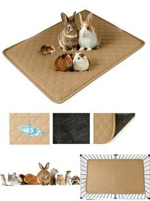 Guinea Pig Cage Liner Pee Pad, Washable Guinea Pig Bedding, Reusable Waterproof Super Absorbent Guinea Pig Urine Pad, Floor Protection Mat For Cats, Dogs, Small Animals, Non-Slip Mat For Rabbits, Hamsters, Rats - Champagne - View 1