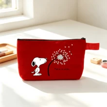 1PC Snoopy Cartoon Canvas Travel Organizer Bag, Multi-Functional Zippered Cosmetic Storage Bag With Handle, Large Capacity School Travel Bag, Perfect Holiday Birthday Gift - Multicolor - View 6