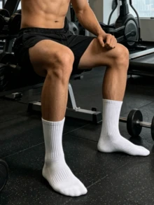1/5/10/20 Pairs Men's Pure White Minimalist Socks, Moisture-Wicking Breathable, Daily Wear Running Sports Mid-Calf Socks, Couple Socks, Suitable For All Seasons - White - View 2