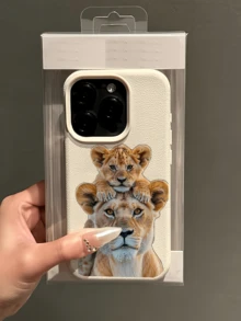 1件白色獅子幼崽個性化極簡全包覆TPU防震手機殼，適用於Apple 18 17 16 15 14 13 12 11 Pro Max，保護套，Air，兼容三星系列 - 彩色 - 查看 5
