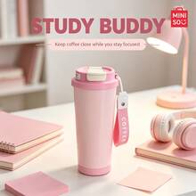 MINISO 水杯、咖啡杯，簡約優雅，520ML 不鏽鋼瓷製咖啡杯，附吸管，旅行杯，方便攜帶；情人節禮物。 - 粉色 - 查看 7
