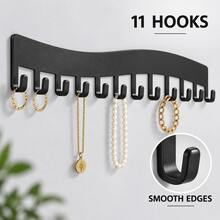 Black Wall Mounted Hook Rack Multi Hook Key Holder Coat Towel Bag Hanger Perfect Home Essential Space Saving Entryway Bathroom Bedroom Closet Dorm Back To School - Multicolor - View 7