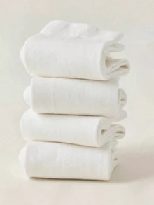 10 Pairs Women's Solid Color Wide Opening Comfortable Minimalist Maternity Socks, Moisture-Wicking Calf Socks 1/3/5/20/30 Pairs - White - View 3