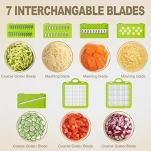 Multifunctional Vegetable Chopper, 7-In-1 Food Slicer And Dicer With Container, Hand Guard, Replaceable Blades, Kitchen Vegetable Cutter, Suitable For Onion, Carrot, Potato, Cucumber - Multicolor - View 11