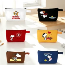 1PC Snoopy Cartoon Canvas Travel Organizer Bag, Multi-Functional Zippered Cosmetic Storage Bag With Handle, Large Capacity School Travel Bag, Perfect Holiday Birthday Gift - Multicolor - View 1