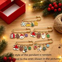 5 Styles Randomly Selected Christmas Multi-Functional Decorative Keychains, Minimalist Brooch Santa Claus, Reindeer, Snowman, Christmas Tree Bag Charms Gift Decoration Buckles For Lovers, Mothers, Friends Christmas Gifts Holiday Atmosphere Accessories Pendant Random Style - Christmas Pin - View 2