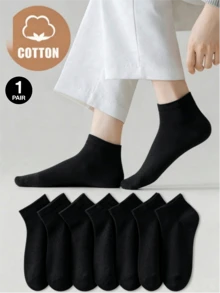 7 Pairs Women's And Men's Solid Color Spring/Autumn Simple Versatile Plus Size Fashion Ankle Socks 1/3/5/10/20pairs - Multicolor - View 12