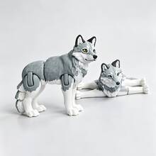 3D Printed Movable Wolf Toy, Posable Wolf Model, Fully Articulated Animal Model, Collectible Decorative Gift - Multicolor - View 1