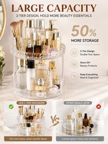 360° Rotating Makeup Organizer, Transparent Acrylic Cosmetic Storage Rack, Multi-Layer Vanity Storage Shelf, Large Capacity Storage Rack, Perfume And Skincare Display Stand, Transparent Beauty Organizer, Suitable For Vanity, Bathroom Countertop, Bedroom Home Decor, Multi-Layer Rotating Large Capacity Bedroom Room Perfume And Cosmetic Storage Box - Multiple Colors - View 5
