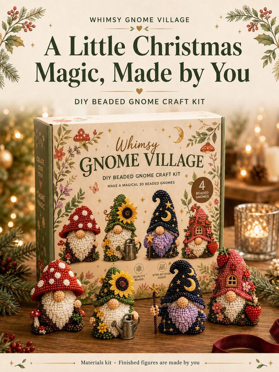 3D Beaded Gnome DIY Handmade Kit, Includes Colorful Beads And Step-By-Step Guide, Craft Beading Project Set For Adults And Teens, Creative Hobby Gift, Holiday Birthday Present And Home Decor - Multicolor - View 1