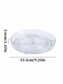 1pc Rotating Storage Tray, Transparent PET Seasoning Turntable, Kitchen Cabinet Refrigerator Organizer, Vanity Makeup Skincare Storage Tray - View 3