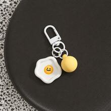 1/6pcs Cute Smiling Face Keychain, Colorful Geometric Shape Bag Charm With Beads And Chain Clasp, Suitable For Girls' Backpack Pendant Decoration Gift - Cloud Heart - View 12