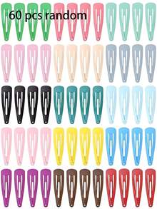 60/2pcs Random Color Women's Hair Clips, Colorful Metal Spring Hair Clips, Cute Hair Accessories, Non-Slip Hair Clips, Suitable For Thick And Thin Hair - Multicolor - View 7