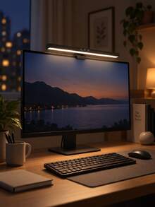 1pc Computer Monitor Hanging Light Bar, Screen Hanging Light, Clip-On Screen Light, Anti-Glare Eye-Protection LED Screen Light, Touch Control USB Reading Desk Lamp, Suitable For Home Office Use, Anti-Blue Light, Gaming - Long Strip Screen Light - View 11
