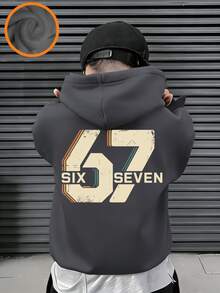 Tween Boy Fun Print Pullover Sweatshirt, Warm And Comfortable Thermal Lined Pullover Sweatshirt For Autumn/Winter - Dark Grey - View 2