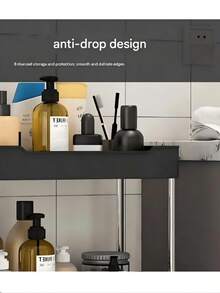 1 Black Small Trolley Storage Rack, Floor-Standing, Multi-Layer Design, Layered Storage Rack, Small Trolley Storage Rack, Home Bathroom Decoration, Bathroom Storage And Organization Rack, Autumn Decoration, Back To School Decoration - Multicolor - View 4