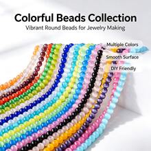 1PC Natural Crystal Colored Cat Eye Stone Beaded Choker Necklace, DIY Gravel Chip Pendant Necklace, Fashion Jewelry Accessory For Women - Cat's Eye Semi-finished Long Bead - View 4