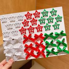54pcs Christmas Holiday Hair Clips, Red White Green Star BB Clips, Satin Small Bow Bangs & Loose Hair Clips - Christmas Hair Clip - View 4
