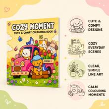 Cozy Leisure Time Coloring Book, 24 Pages Of Cute Little Animals Spring Theme Coloring Patterns, Kittens And Puppies Riding Together On Flower Cart, Bold Outlines Clear And Smooth, Suitable For Children's Leisure Hand Drawing, Adorable Animal Theme Fun Coloring Picture Book - Cozy Moments Coloring Book - View 6