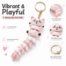 Cute Fan Fox, 3D Printed, Movable Stress Relief Toy, With Flexible Movable Tail, Sensory Decompression Toy Gift, Suitable For Girls, Boys And Pet Lovers - Multicolor - View 3
