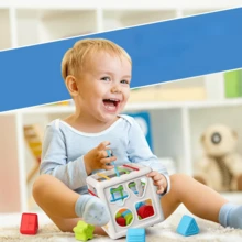 Montessori Sensory Activity Cube, Shape Sorter & Stacking Blocks Set, Baby Fine Motor Skills Development, Early Learning Educational Toy For Toddlers - Multicolor - View 3
