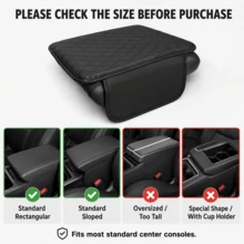 Car Center Armrest Box Protector Pad, PU Diamond Quilted Armrest Heightening Pad With Side Storage Pockets, Universal Car Armrest Cover, Fits Most Standard Armrest Boxes, Relieves Driving Elbow Fatigue - A - View 10