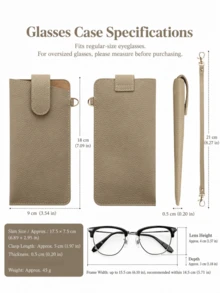 Portable Lychee Texture Eyeglass Case (With Detachable Wrist Strap And Hook), Soft Scratch-Resistant Eyeglass Storage Bag, Unisex Hanging Fashion Glasses Storage Pouch, Suitable For Travel And Daily Commute - Multicolor - View 2