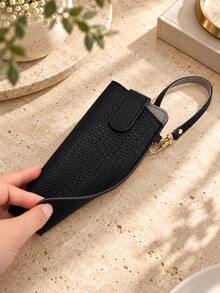 Portable Lychee Texture Eyeglass Case (With Detachable Wrist Strap And Hook), Soft Scratch-Resistant Eyeglass Storage Bag, Unisex Hanging Fashion Glasses Storage Pouch, Suitable For Travel And Daily Commute - Multicolor - View 11