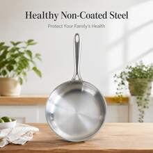 1pc Stainless Steel Non-Stick Frying Pan, No Coating Cookware, Suitable For Steak, Suitable For Gas Stove And Induction Cooktop, Frying Pan, Pot, Cooking Pot, Kitchen, Christmas, Stainless Steel Frying Pan And Wok Set, Cookware Set, Induction Cooktop Suitable Cookware Set - View 4