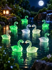 3PCS Colourful Resin Swan Garden Ornaments, Decorative Swan Figurines For Fairy Gardens Plant Pots Planters And Landscape Displays - Flamingo - View 9