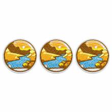 1pc/2pcs/3pcs/4pcs Mountain River Sunset Iron‑On Patch, Round Outdoor Hiking Nature Scenery Embroidered Applique - Multicolor - View 9