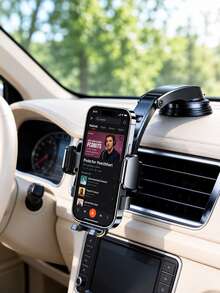 Car Phone Mount, Auto Lock Suction Cup Holder, 360° Rotatable Dashboard Windshield Navigation Bracket Compatible With Iphone - A - View 5