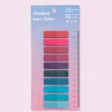 10-Color Gradient PET Fluorescent Index Tabs With Ruler, Transparent Hand-Writable Reading Note Marker Classification Sticky Notes, Ins Style - one-size - View 7