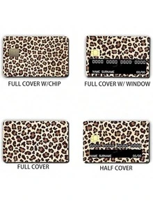 4pcs Leopard Print Credit Card Stickers, Credit Card Protector, Bubble-Free Ultra-Thin Credit Card Stickers, Waterproof Vinyl Protective Stickers, Suitable For Keys, Transportation, Debit Cards, Credit Cards, Back To School, School Supplies - Multiple Styles - View 2