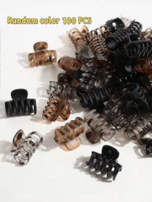 10/20/30Pcs Small Dragon Bone Hair Clips, Brown Mini Braid Clips, Bangs Hairpins Claws For Women, Cute Daily Styling Accessories - Multicolor - View 8
