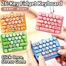 1pc 26‑Key Mini Fidget Keyboard Keychain Toy,Clickable Cartoon Pattern Pendant,Portable Bag Charm,Collectible Small Toy,Holiday Party Gift For Teens & Adults - Multicolor - View 2