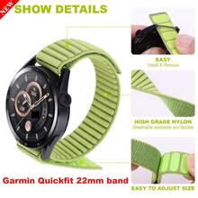 22MM Nylon Quick Release Hook And Loop Sports Band, Compatible With Approach S62/S60/S70, Forerunner 935/945/955/965, Instinct 2, Fenix 5/5 Plus/6 GPS/7/7 Pro. Breathable Smartwatch Accessory, Soft And Lightweight, Casual Sports Style Design, Adjustable Replacement Band. - 22mm - View 2