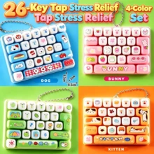 1pc 26‑Key Mini Fidget Keyboard Keychain Toy,Clickable Cartoon Pattern Pendant,Portable Bag Charm,Collectible Small Toy,Holiday Party Gift For Teens & Adults - Multicolor - View 6
