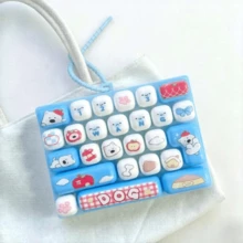 1/2pcs 26-Key Mini Keyboard Keychain, Silicone Material, Pressable Key Design, Cute Cartoon Decompression Gadget, Portable Pocket And Desktop Decoration Accessory, Fun Creative Office Gift - Multicolor - View 8