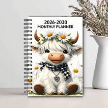 2026-2030年日曆 - 2026年1月至2030年12月5年日曆，卡通高地牛主題封面設計，年度日曆計畫本，月度索引標籤，60個月日曆，5.5" X 8.3" 學用品 - 多色 - 查看 10