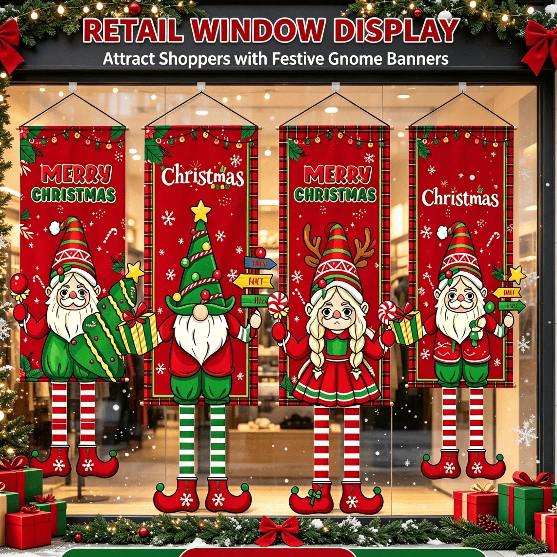1PC Christmas Print Hanging Cloth Banner, Party Atmosphere Decoration Prop, Home Wall Decor, Store Window Display, Holiday Photo Backdrop, Reusable Christmas Scene Decoration, Easy Installation, Foldable Storage, Suitable For Christmas Party Setup - Multicolor - View 1