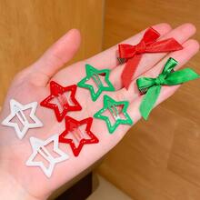 54pcs Christmas Holiday Hair Clips, Red White Green Star BB Clips, Satin Small Bow Bangs & Loose Hair Clips - Christmas Hair Clip - View 5