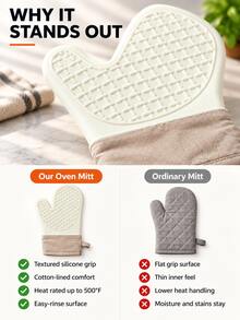 2pcs/1pc Heat-Resistant Microwave Oven Mitts, Silicone Baking Gloves, Non-Slip Kitchen Essentials, Home Decor, Autumn Decoration, Kitchen Decor & Accessories, Storage, Halloween, Thanksgiving, Christmas Cooking Gift - View 6