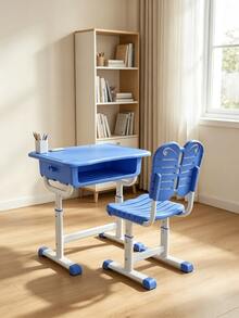 1 Set Height‑Adjustable Study Desk And Chair Set‑Adjustable Height, Tiltable Desktop, Double‑Backrest Spine‑Protective Study Chair, Metal Study Desk, Posture Correction, Suitable For Bedroom And Study Room - Multiple Specifications - View 9