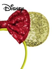 Disney 1pc Character Ear Headband, Yellow Gold Sparkle Sequin Metallic Red Bow Festival Cosplay Party Hair Hoop - Multicolor - View 3