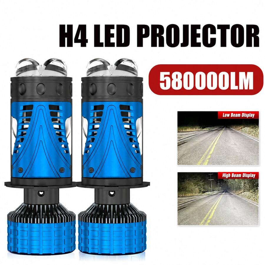 HYNBYZJ 2pcs H4 LED Mini Projector Lens 6500K High Low Beam H4 Solenoid Turbo Fan Auto Headlamp Super Bright 12V For Car/Motorcycle