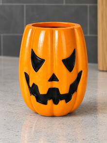 1pc/2pcs Halloween Pumpkin Utensil Organizer, Jack-O'-Lantern Face Countertop Holder For Ladles, Spoons & Spatulas, White/Orange Kitchen Decor - Multicolor - View 5