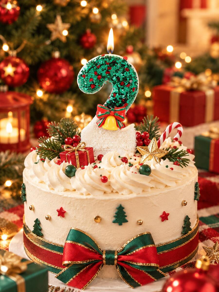 1pc Number 0‑9 Cake Candles,Christmas Bell Design Candle,Cute DIY Holiday Cake Topper,Festive Wish Candle For Birthday,Christmas Party Dessert Decor