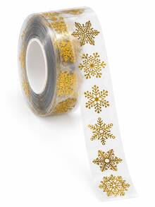 3Set Gold Snowflake Stickers Roll, Christmas Sealing Labels, Elegant Holiday Bakery Packaging Decorations For Gift Bags, Cookies, Party Favors - Multicolor - View 2